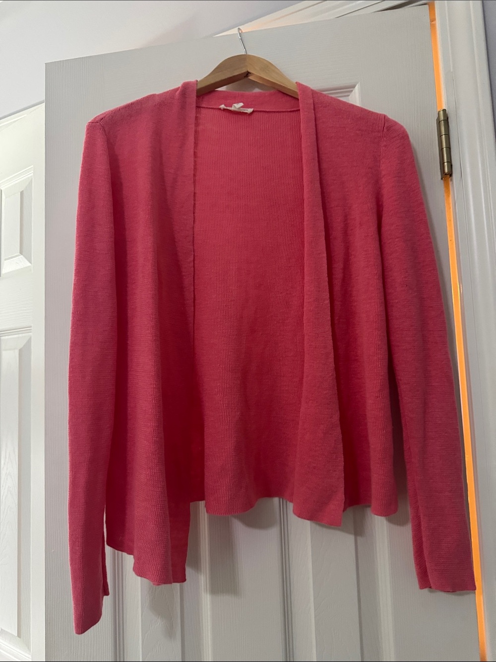 Eileen Fisher Open-Front Coral Pink Cardigan